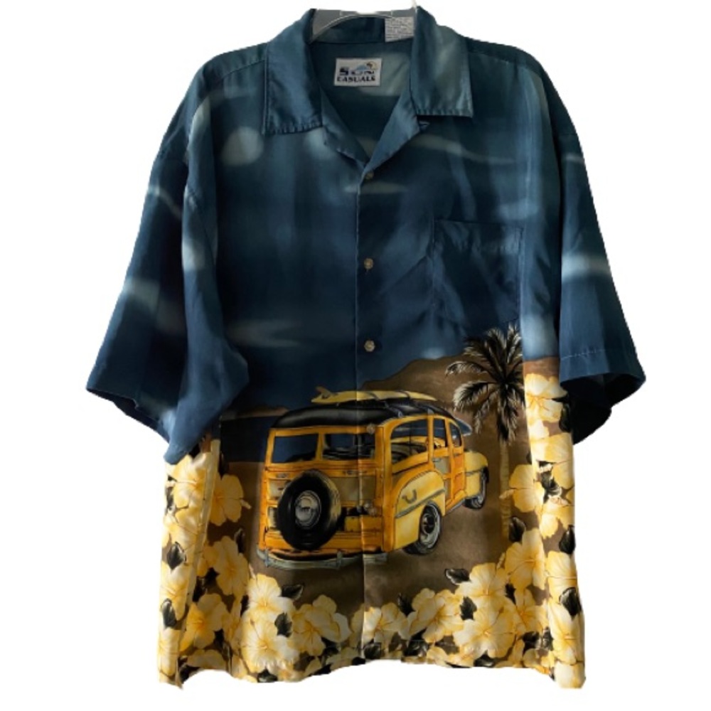 Sun Casuals buttondown Hawaii shirt “woody print”